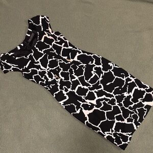 Versace Black and Pink Abstract Midi Dress